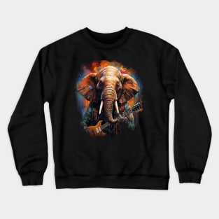 Elephant Playing Guitar Crewneck Sweatshirt